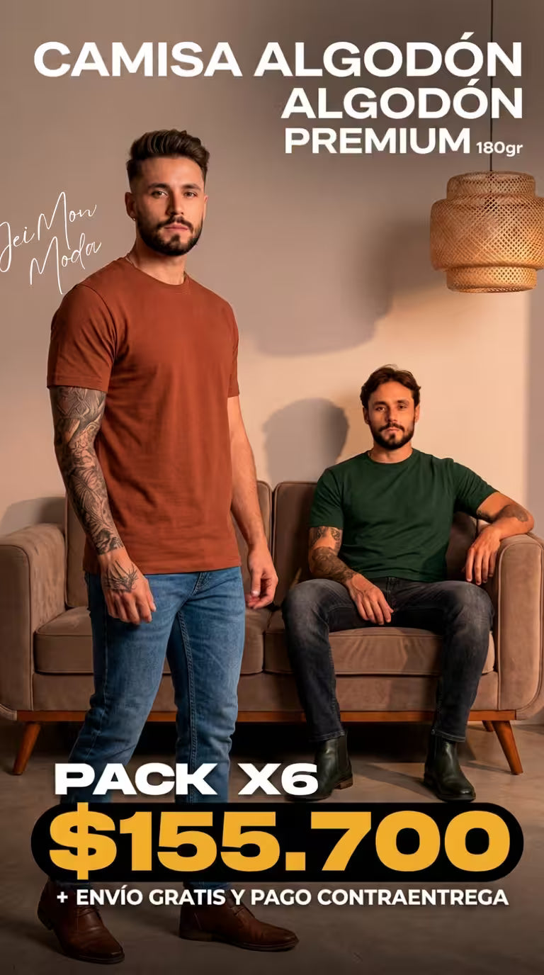 Camisetas x6 Algodón Premium 180G