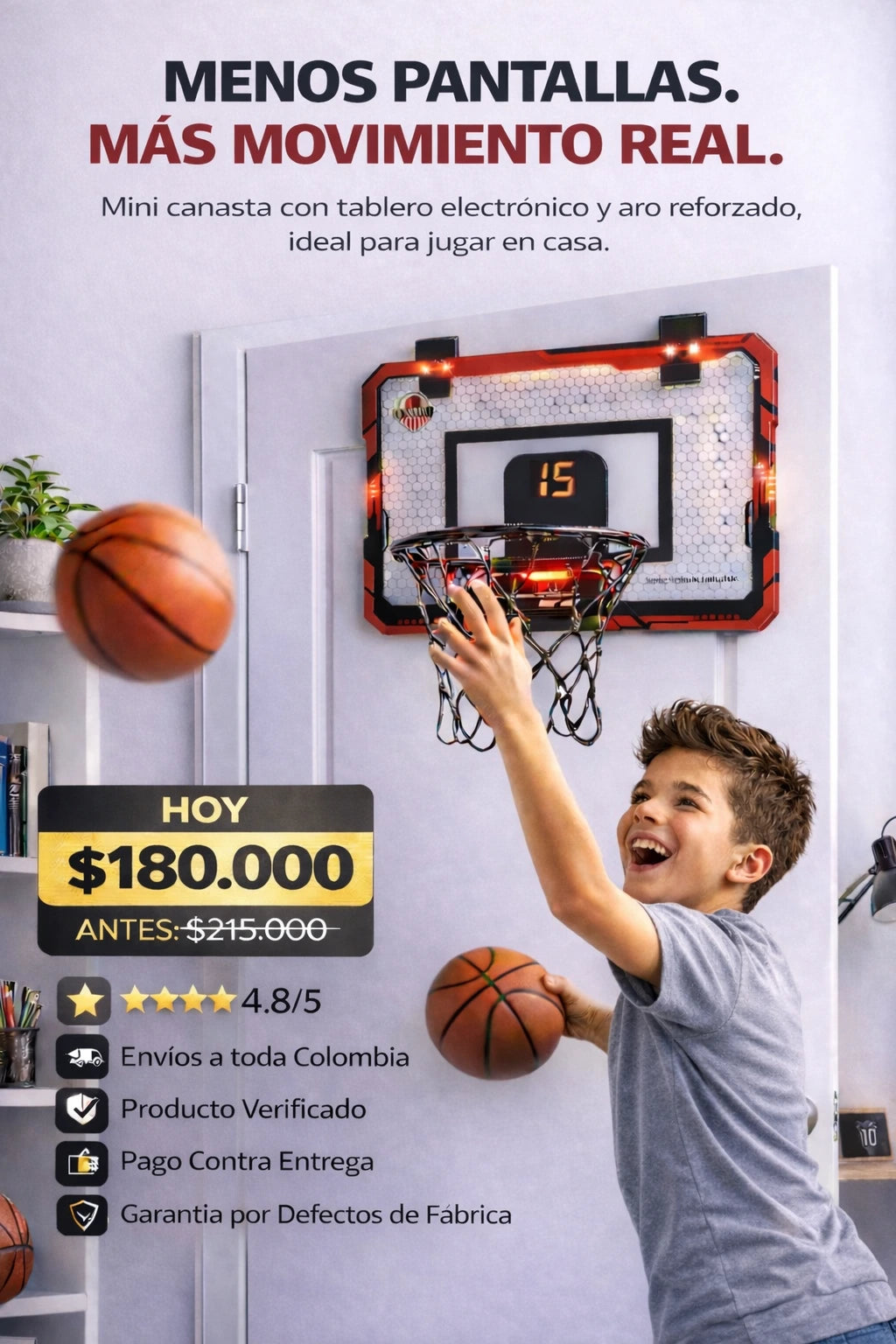Mini Canasta Pro con Tablero Electrónico