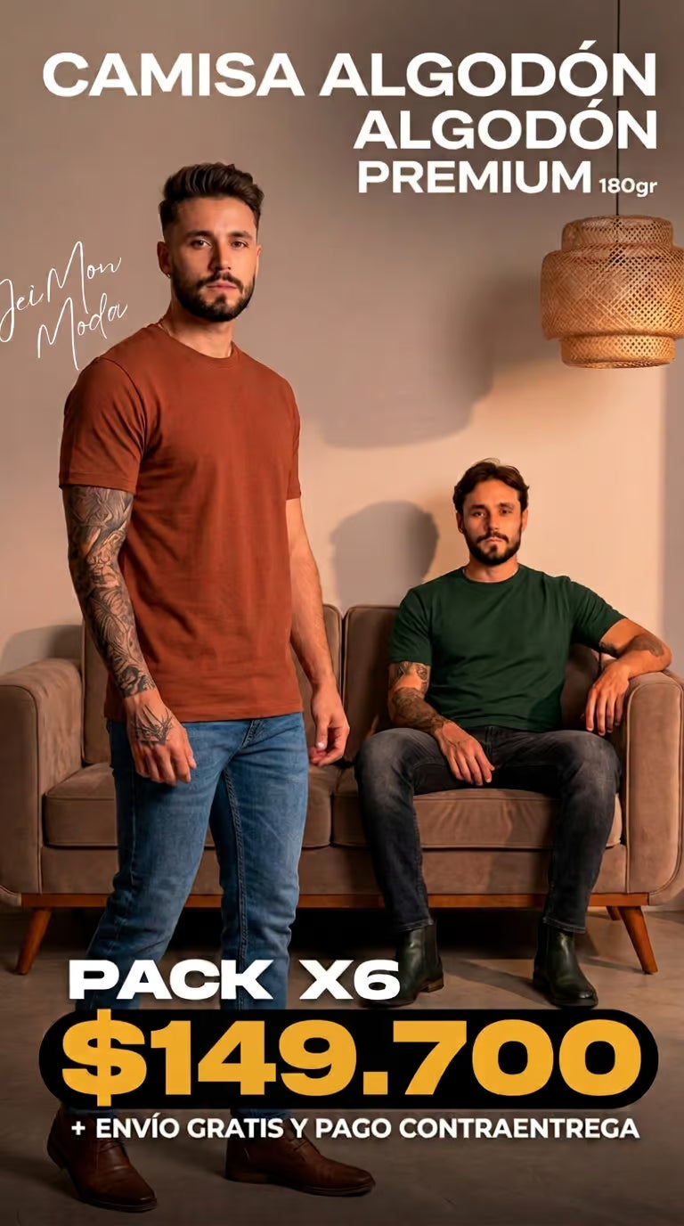 Camisetas x6 Algodón Premium 180G